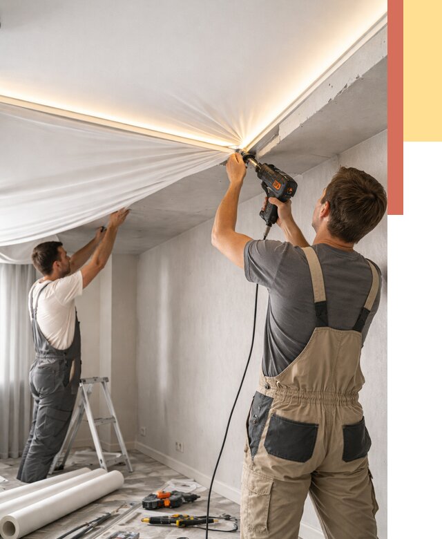 Монтаж натяжного потолка с подсветкой в Пыть-яхе от 966 руб. | ОТДЕЛОЧНИК-Пть