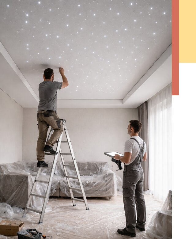 Монтаж натяжного потолка «звездное небо» в Пыть-яхе от 6612 руб. | ОТДЕЛОЧНИК-Пть