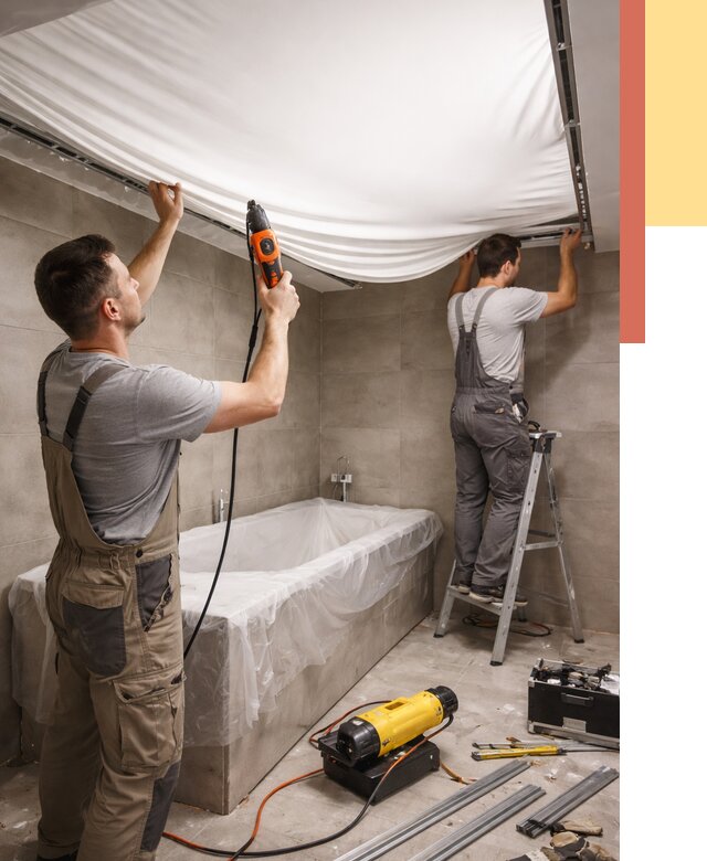 Монтаж натяжного потолка в ванной в Пыть-яхе от 1221 руб. под ключ | ОТДЕЛОЧНИК-Пть