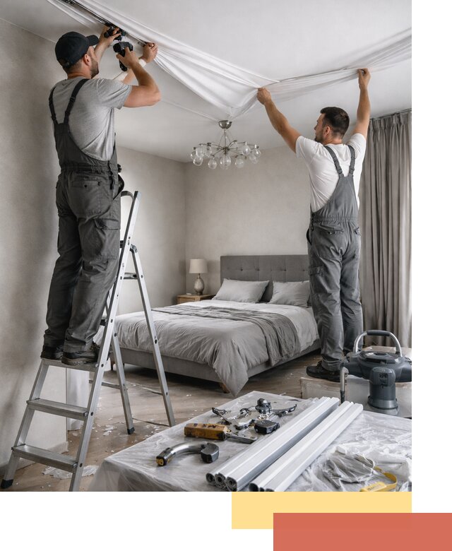 Монтаж натяжного потолка в спальне в Пыть-яхе