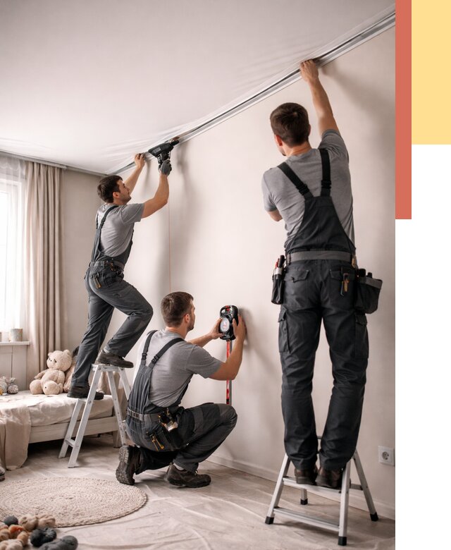 Монтаж натяжного потолка в детской в Пыть-яхе от 3561 руб. — быстро и недорого | ОТДЕЛОЧНИК-Пть