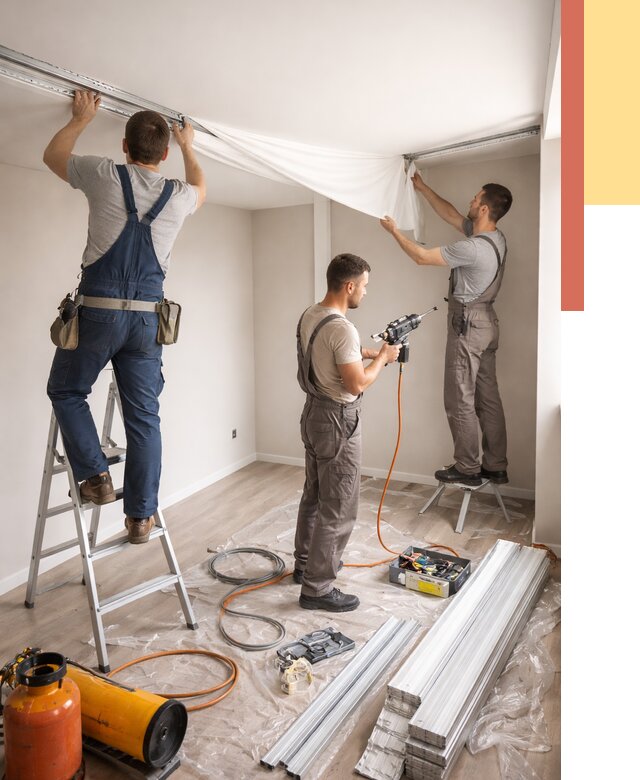 Монтаж натяжного потолка в студии в Пыть-яхе от 5595 руб. — быстро и недорого | ОТДЕЛОЧНИК-Пть