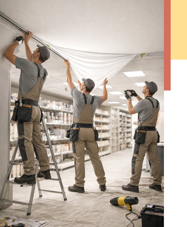 Монтаж натяжного потолка в магазине в Пыть-яхе от 4578 руб. быстро и недорого | ОТДЕЛОЧНИК-Пть