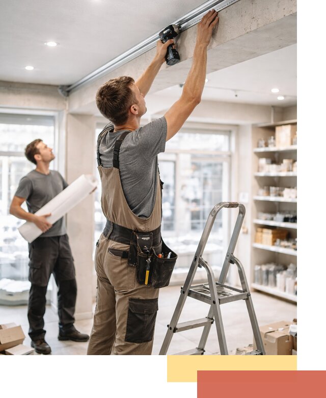 Монтаж натяжных потолков в магазине в Пыть-яхе