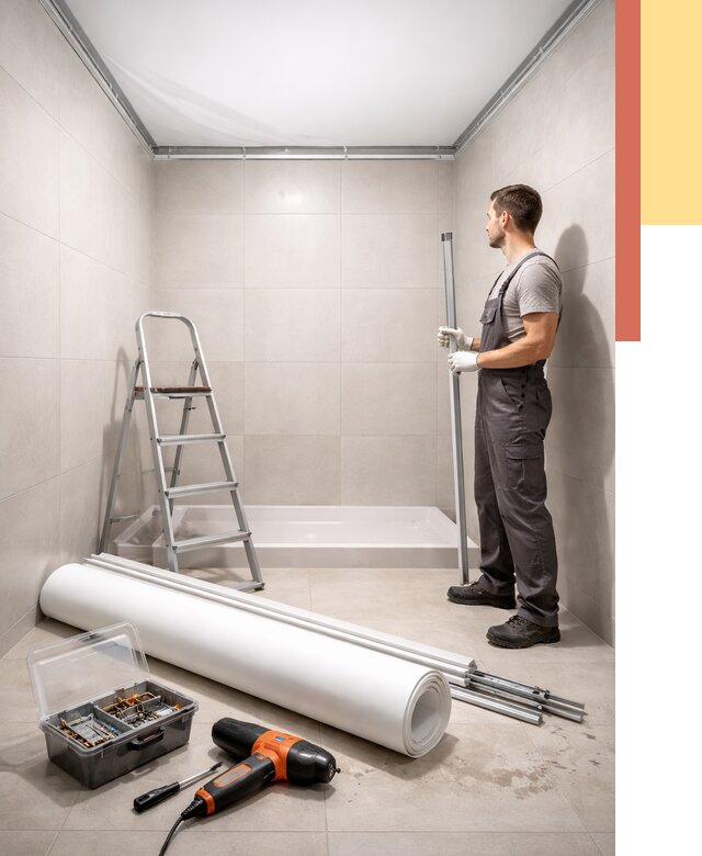 Монтаж натяжного потолка в санузле в Пыть-яхе от 1882 руб. — ОТДЕЛОЧНИК-Пть