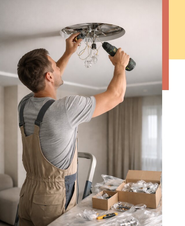 Установка люстры в натяжной потолок в Пыть-яхе от 1221 руб. | Быстро и недорого — ОТДЕЛОЧНИК-Пть