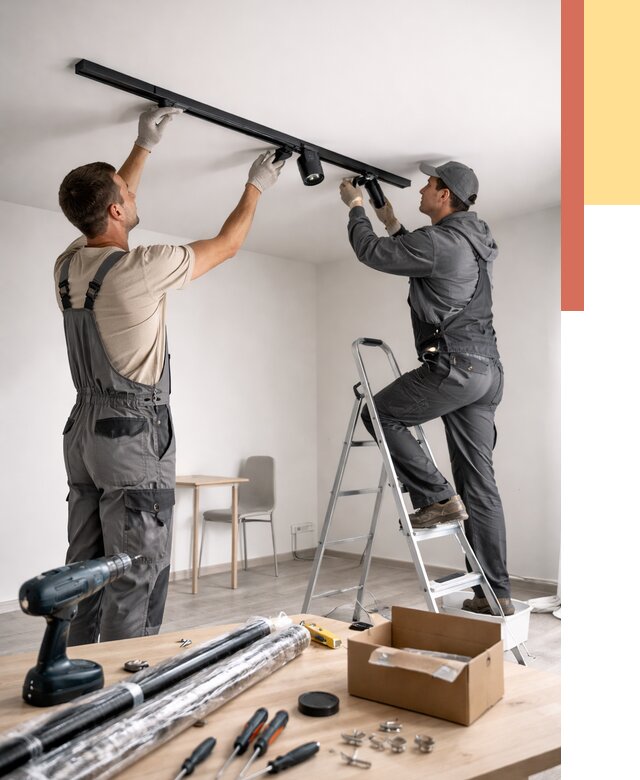 Установка трековых светильников в натяжной потолок в Пыть-яхе от 4273 руб. | ОТДЕЛОЧНИК-Пть