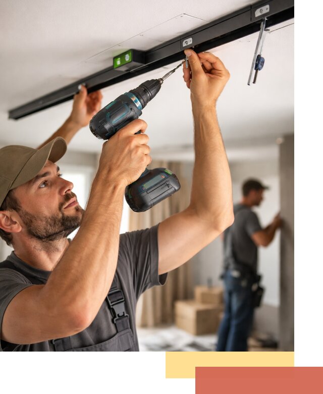 Установка трековых светильников в натяжной потолок в Пыть-яхе