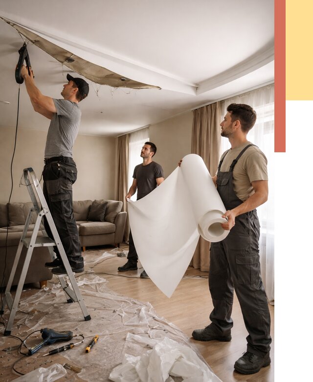 Замена полотна натяжного потолка в Пыть-яхе от 9664 руб. быстро и недорого | ОТДЕЛОЧНИК-Пть