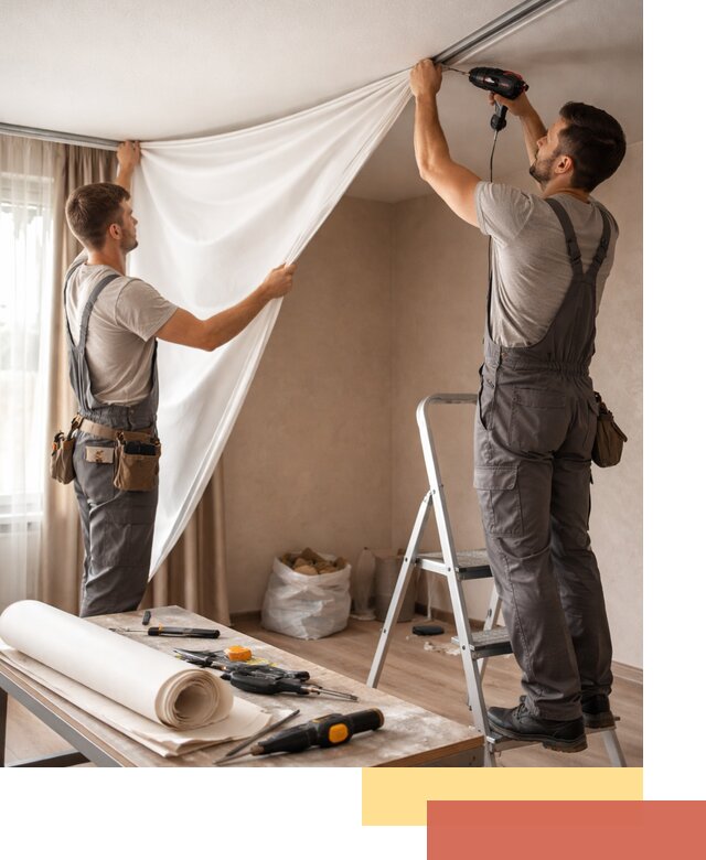 Замена полотна натяжного потолка в Пыть-яхе быстро и качественно