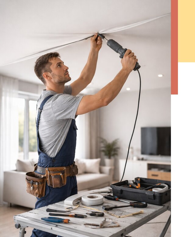 Ремонт натяжных потолков в Пыть-яхе от 9664 руб. под ключ — ОТДЕЛОЧНИК-Пть