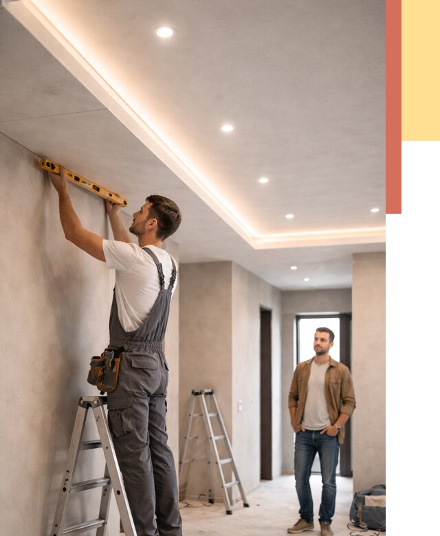 Потолок из гипсокартона с подсветкой в Пыть-яхе от 763 руб./м2 под ключ | ОТДЕЛОЧНИК-Пть