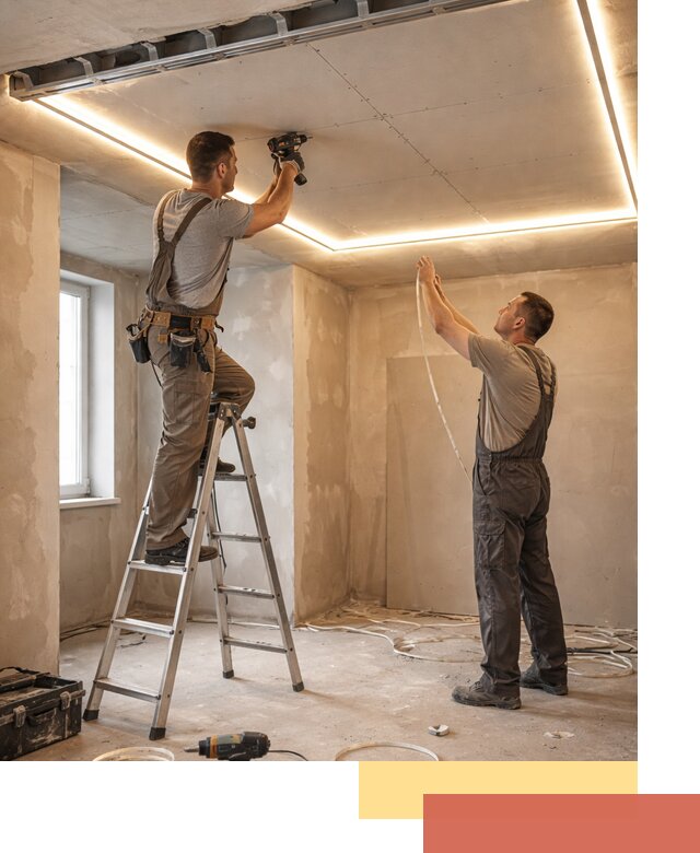 Потолок из гипсокартона с подсветкой в Пыть-яхе