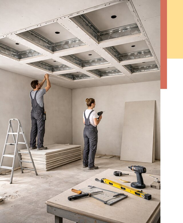 Кессонный потолок из гипсокартона в Пыть-яхе от 1882 руб. — монтаж и под ключ | ОТДЕЛОЧНИК-Пть