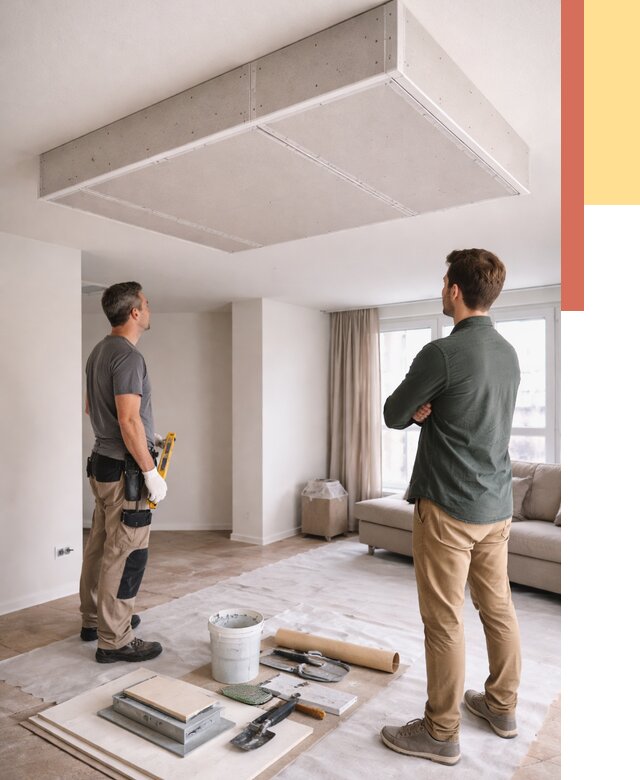 Короб на потолке из гипсокартона в Пыть-яхе от 2238 руб. — монтаж и услуги под ключ | ОТДЕЛОЧНИК-Пть