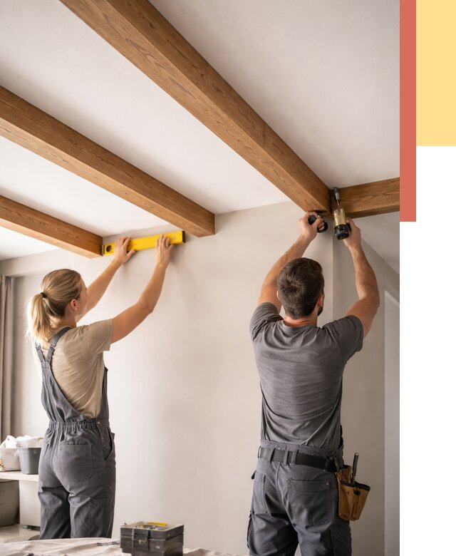 Монтаж декоративных балок на потолок в Пыть-яхе от 4273 руб. — ОТДЕЛОЧНИК-Пть